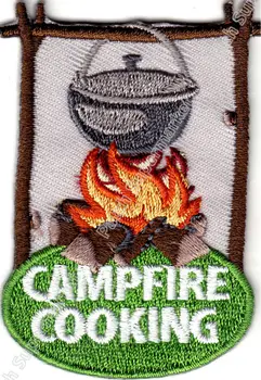 

CAMPFIRE COOKING CAMPING FOOD Travel Souvenir Patches Outdoor Out to Live Clothing Iron On Badge for bag clother stickers