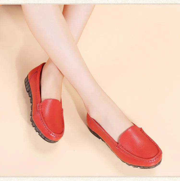 AH 201-2019 Genuine Leather Women Shoes Walking Woman Flats -10