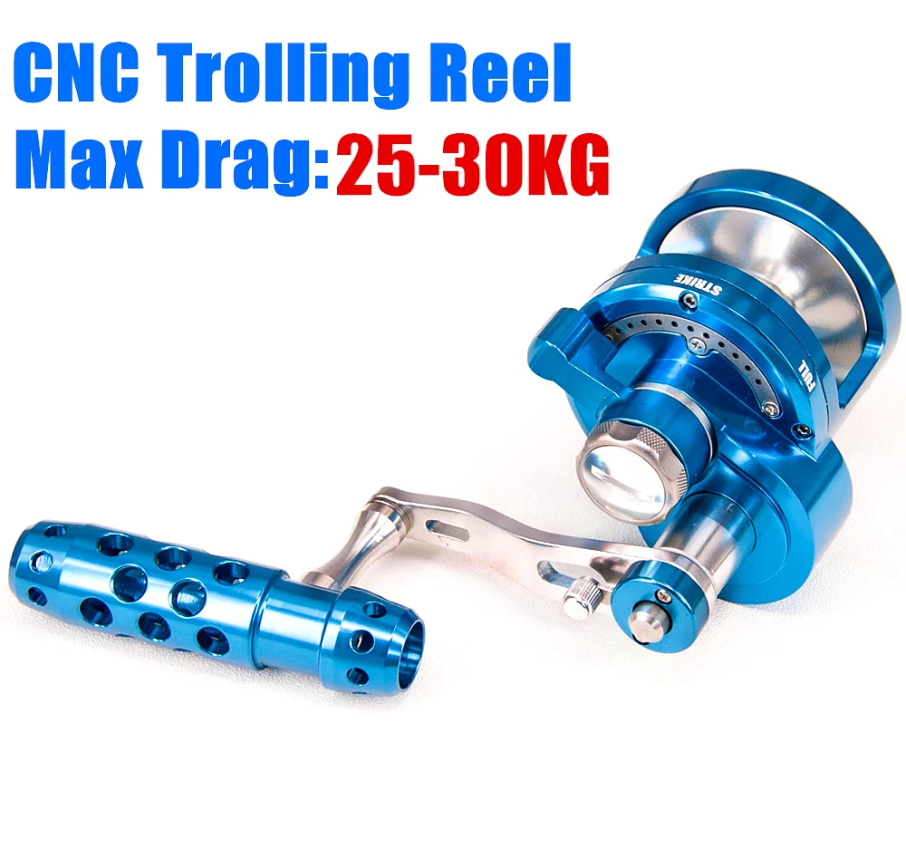 Blue CNC Full Metal Trolling Reel Jigging Max Drag 30kg Fishing 7+1BB Raft 2 Speed Wheel for Big game Sea/Boat reels tatula | Спорт и