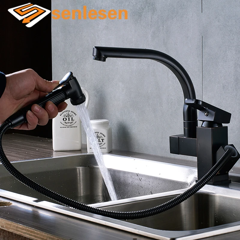 

Wholesale And Retail Kitchen Faucet Balck 360 Swivel Spout Kitchen Faucet Single Handle Hole Vessel Sink Mixer Tap
