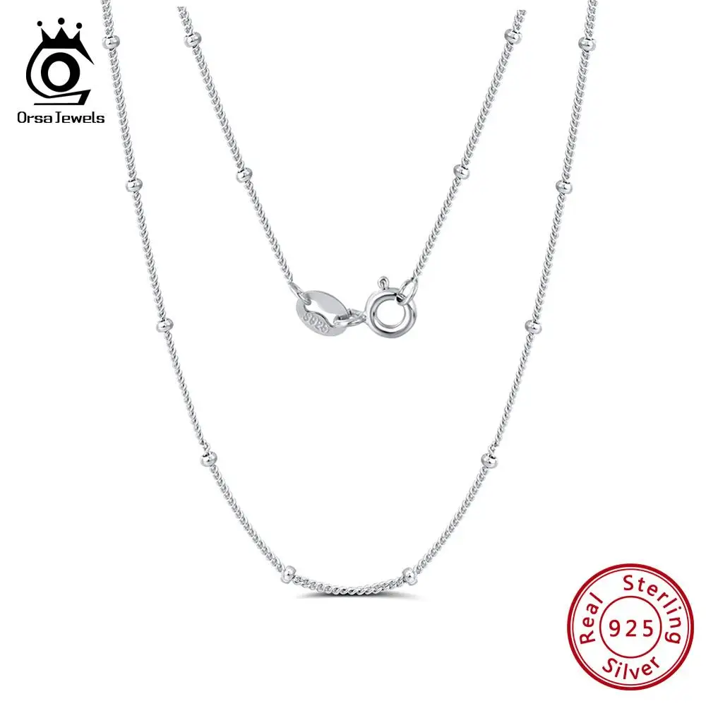

ORSA JEWELS Pure 925 Side Chain With Small Ball 45CM Length Chain Simple Fashion Women Sterling Silver Jewelry Accessory SC22