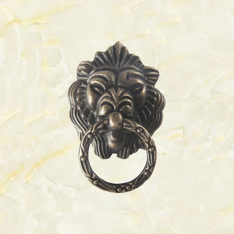 

Antique Bronze Lion Head Design Drawer Ring Pull Handle Knob Cabinet Pulls Handles Decorative Gift Box