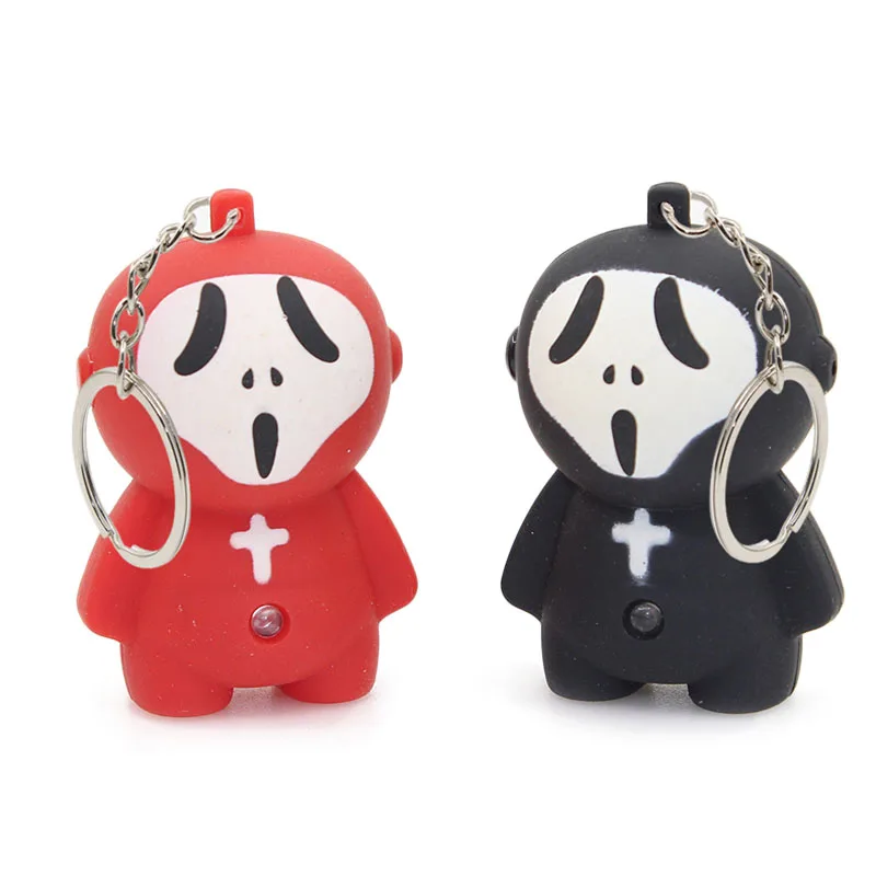 

Horror Halloween gift Cute Grimace Zombie key chains Led Light Torch Keyring with Scary Sound keychain pendant gift LB