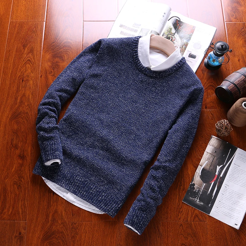 Зимний свитер мужской высококачественный пуловер мужской модный свитер с круглым воротником мужской бренд s Slim Fit модный вязаный свитер пальто
