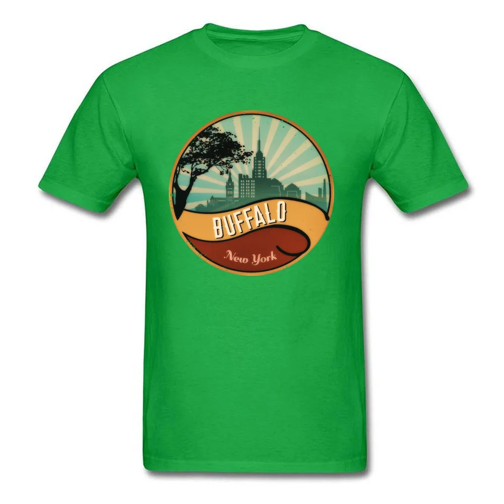 Personalized O-Neck T Shirts Lovers Day T Shirt Short Sleeve Prevalent 100% Cotton Simple Style Tee-Shirts Hip hop Men Buffalo City Skyline New York Retro Vintage 80s green
