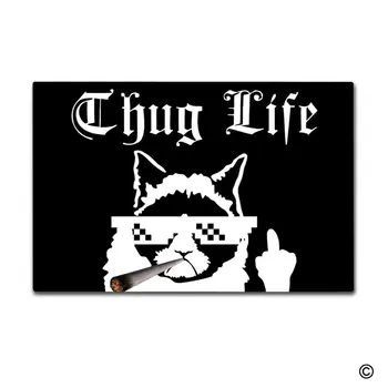 

Doormat Entrance Floor Mat - Funny Doormat - Thug Life Cat Designed Indoor Outdoor Door Mat Non-woven Fabric
