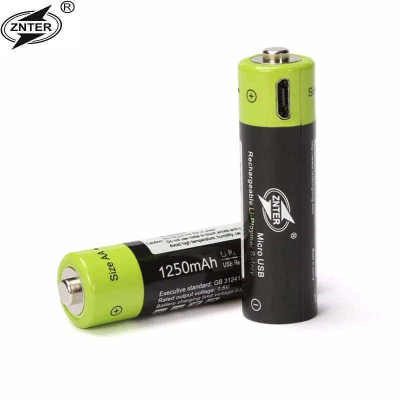 

1pceZNTER 1.5V AA 1250mAh li-polymer li-po rechargeable lithium li-ion battery with USB cable pack