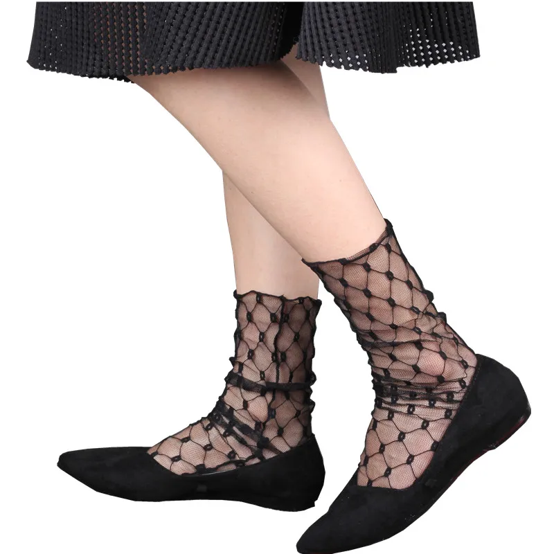 Носки женские летние весенние сексуальные прозрачные с сеткой|grid socks|socks womennet socks |