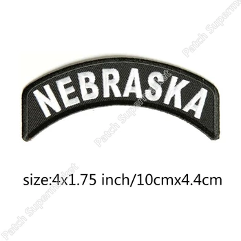

NEBRASKA Black White BIKER VEST PATCH Iron On Embroidered Motorcycle Clothing Chest Badge UNIFORM MILSPEC DARK OPS SWAT