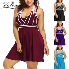 VGTOWN размера плюс 5XL купальник юбка для женщин танкини Купальники Высокая талия Купальник платье Купальники ретро купальник