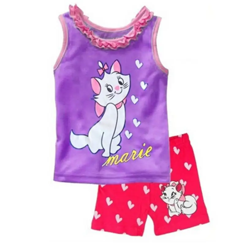 Г. Новые летние детские пижамы комплект для девочек, детский жилет+ короткие штаны хлопковая Милая модная детская одежда пижамные комплекты для сна - Цвет: 8 style