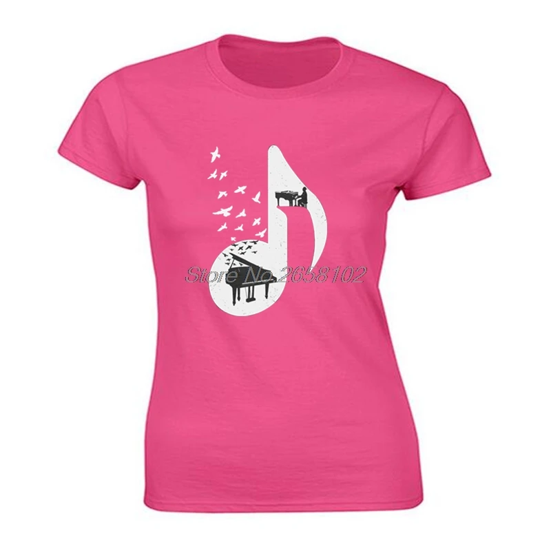 

women T Shirts Music Notes T Shirt The Aegean Piano T-Shirt Spring Swallow Youth Tshirt O-Neck Cotton Shirt Hip Hop Tees Tops