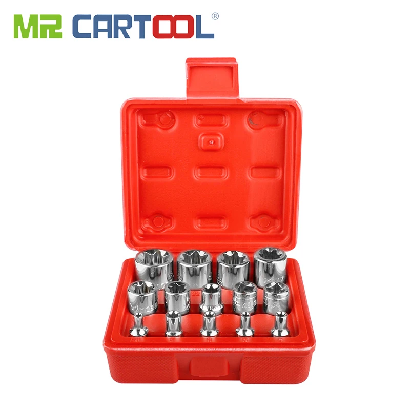 

MR CARTOOL 14pcs Torx Socket Star-shaped Set 1/4'' 3/8'' 1/2'' Drive Wrench Head Hexagonal Spanner Allen Auto Repair Hand Tools