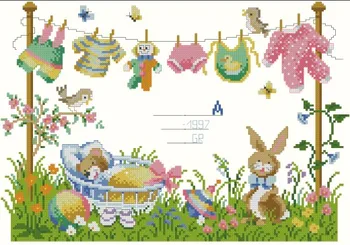 

Fishxx Cross Stitch A1868[Baby clothes]cotton thread and cloth , water-soluble printing,100% accurate pattern,11CT,embroidery
