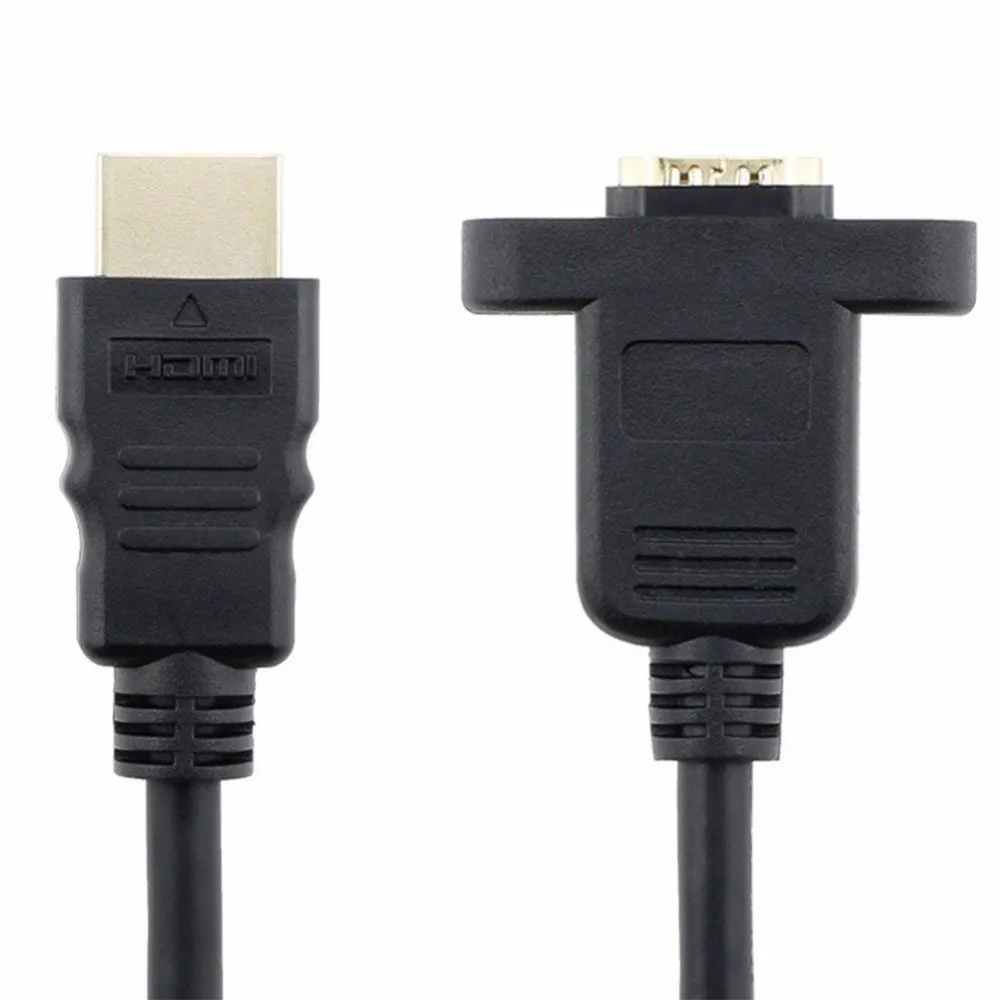 Удлинительный кабель, HDMI высокоскоростной HDMI мужчин и женщин удлинитель кабель Шнур HDMI удлинитель с винтовой гайкой для крепления на панель-позолоченный