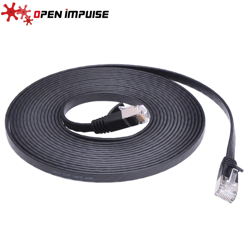 

Black Shielded Ethernet Cable 5m CAT7 RJ-45 Ultra-Thin Flat Ethernet Network Cable Internet Lan High Quality