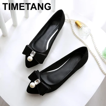 

TIMETANG High quality Women's Suede shoes flats PU leather New spring Autumn fashion Women casual flat heel Single shoes C120