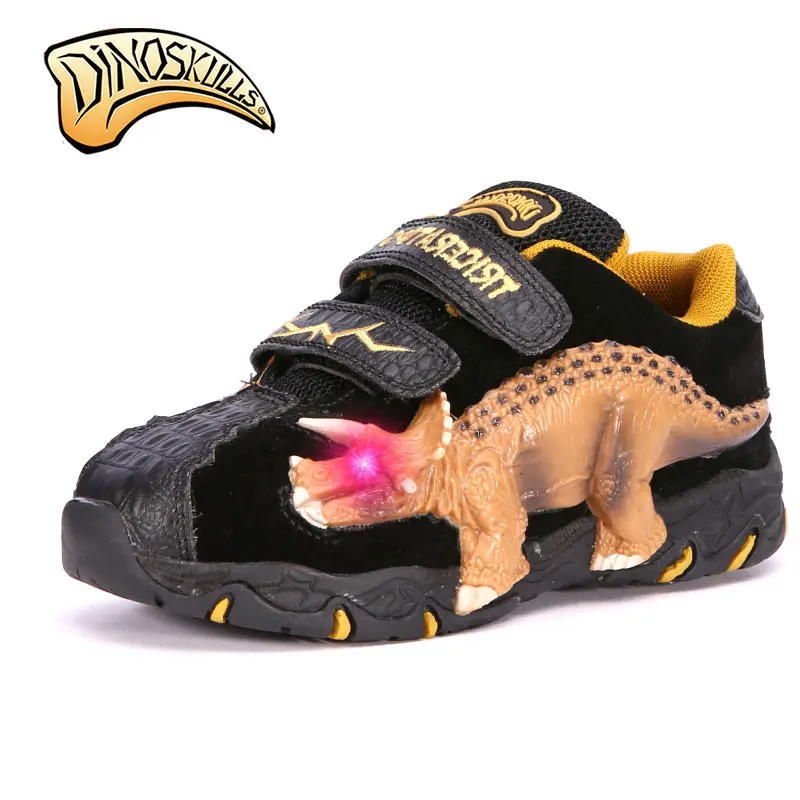 

Dinoskulls 2018 baby boy shoes genuine leather children sneakers sport casual 3D dinosaur with light led shoes for boys #27-34