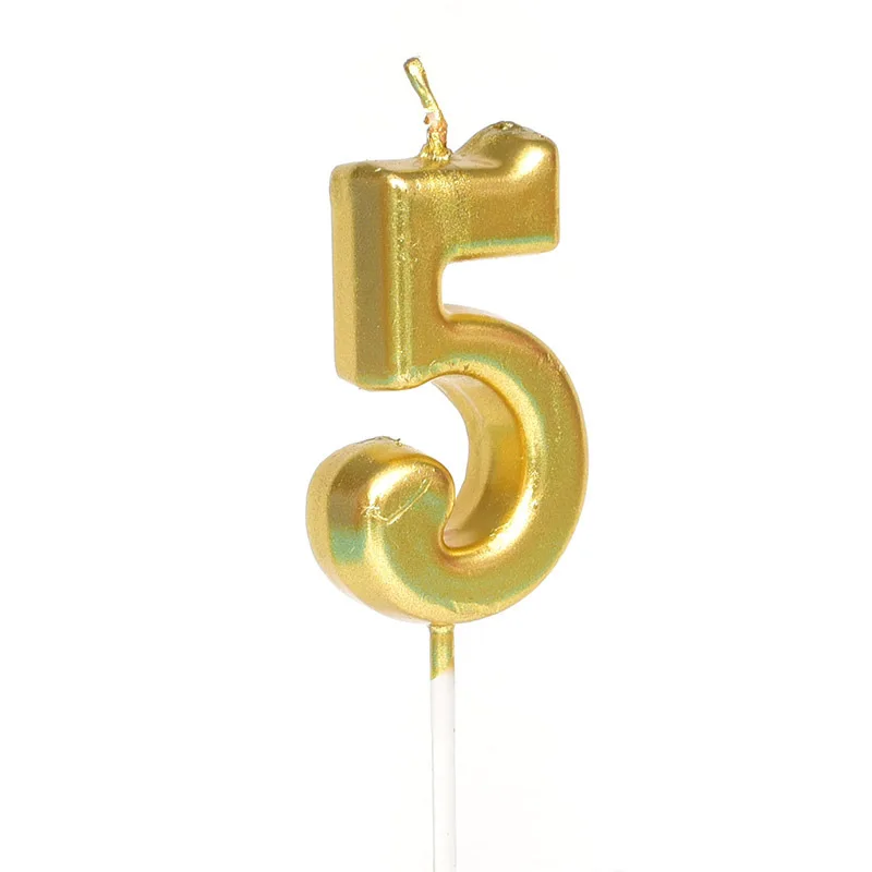 1pcs Gold Silver Number 0-9 Candle Birthday Party Design Candle Decoration Happy Birthday Anniversary Candle Supplies DIY - Цвет: Gold 5