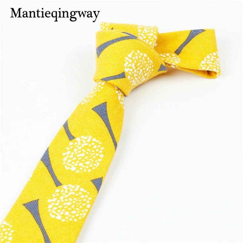 Mantieqingway 6 см модные мужские хлопковые цветочные печатные полосатые свадебные галстуки Тонкий Повседневный Бизнес Gravatas аксессуары Галстуки