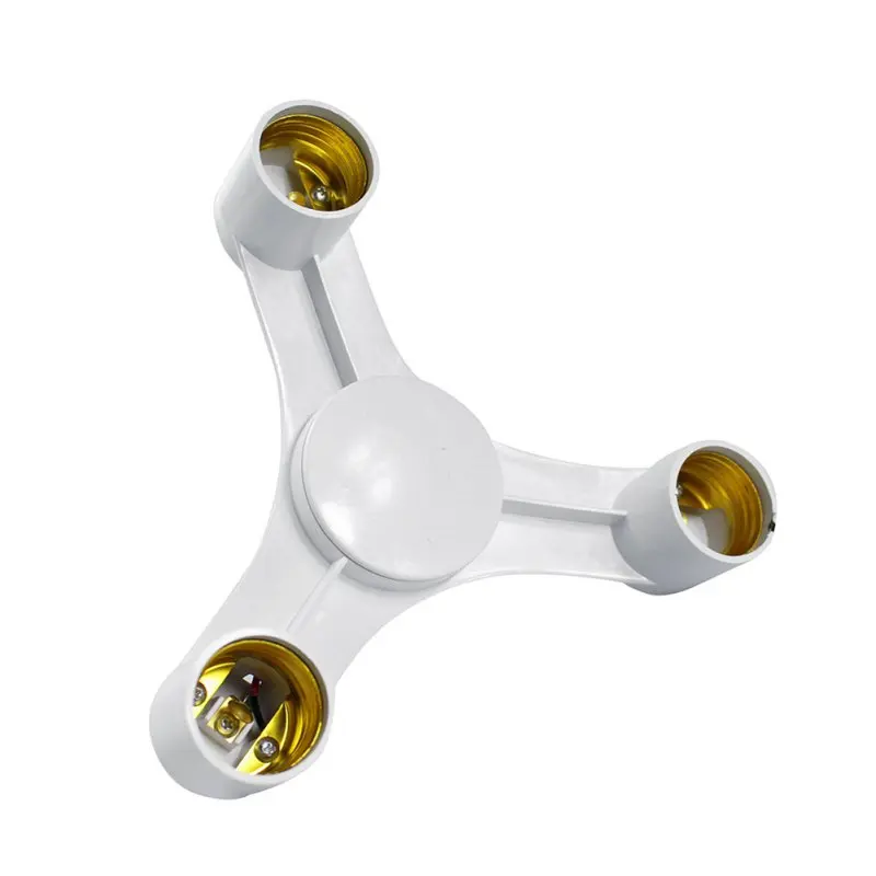 

New White Color 3 In 1 E27 to E27 LED Lamp Bulbs Socket Splitter Adapter Holder For Photo Studio