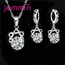 Креативный дизайн с пентаграммой, висящий прозрачный кристалл для женщин, красивое ожерелье и элегантные серьги, ювелирный набор
