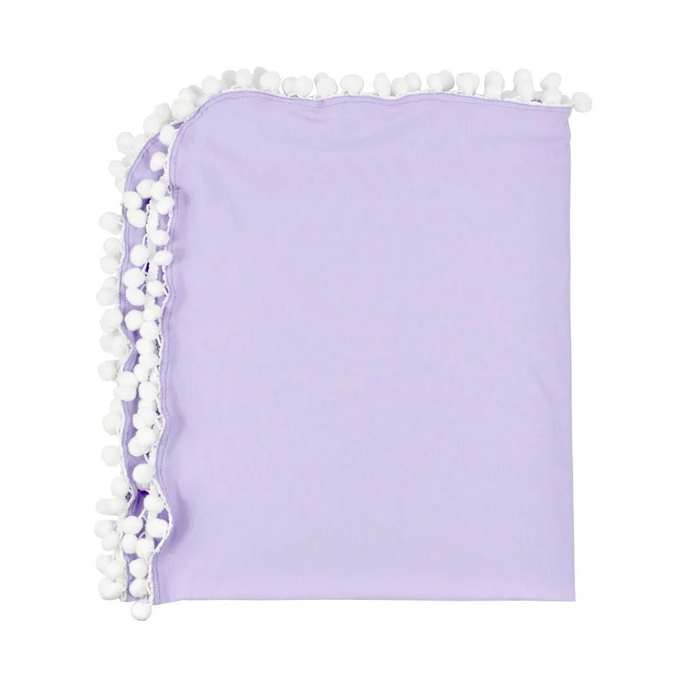 Детские муслиновые Пеленальное Одеяло Pom пеленать обёрточная бумага новорожденных фотографии одеяло - Цвет: Фиолетовый
