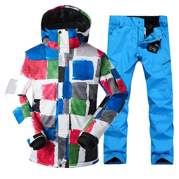 GSOU Снежный бренд зимний лыжный костюм Мужская лыжная куртка Сноубординг брюки мужские лыжные комплекты Сноуборд водонепроницаемая Спортивная одежда для улицы - Цвет: 02