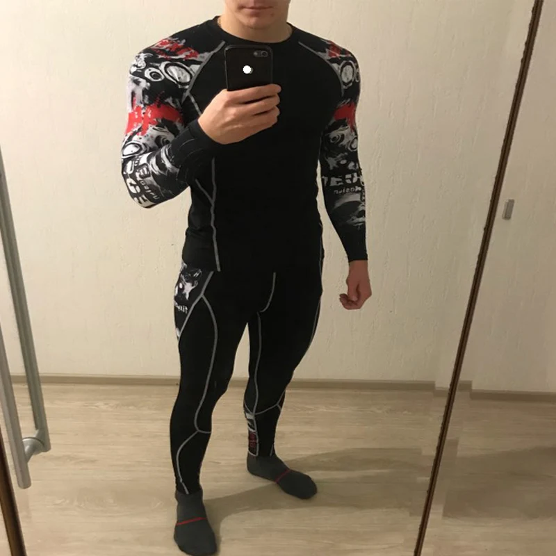 

Running Base Layer Men's Gym Training Shirt Wicking Quick-drying Tights Jogging Pants Men Sports Compression Underwear Set S-4XL