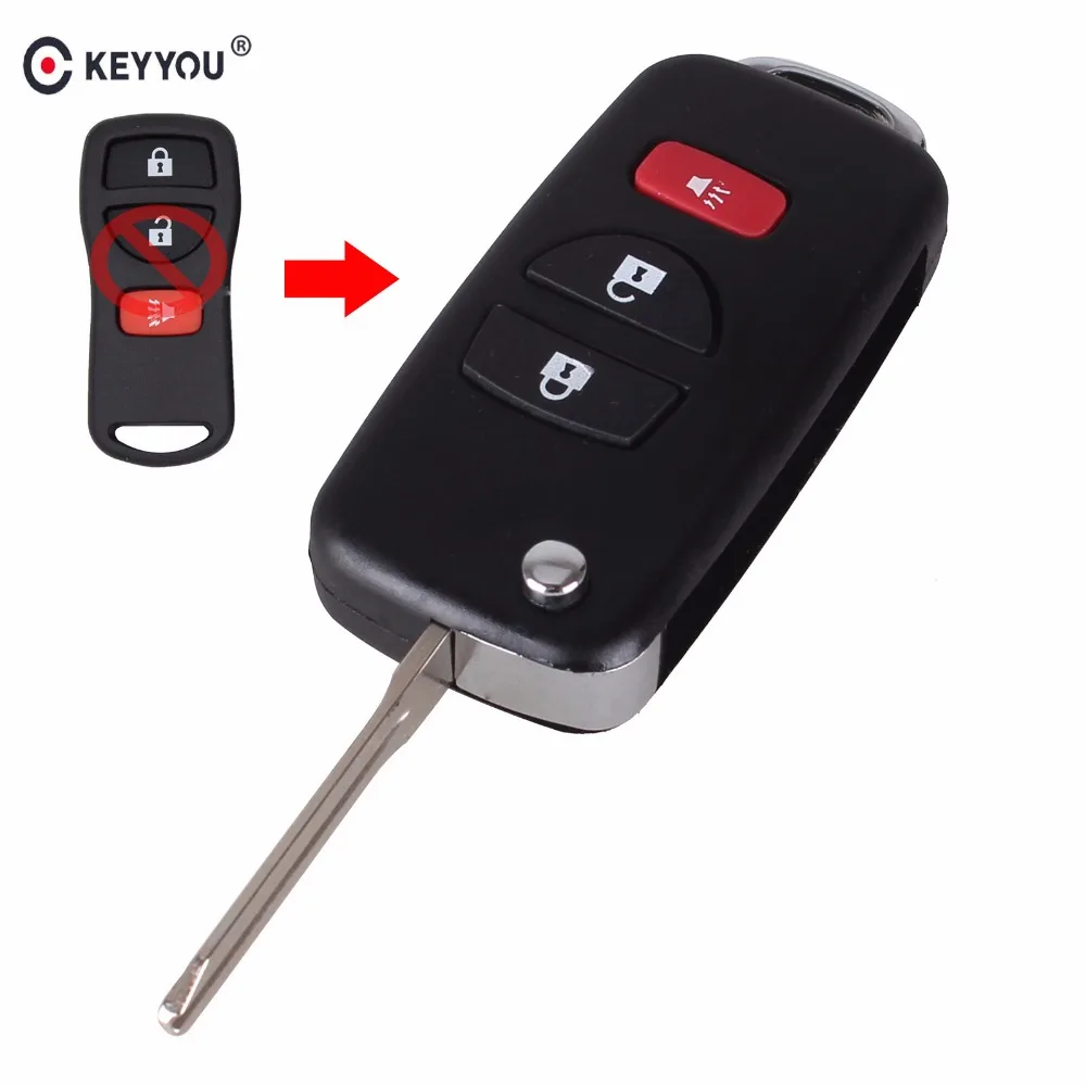 

KEYYOU Modified 3 Buttons Remote Flip Folding Key Shell Case For Nissan Infiniti Xterra Frontier Muranon PATHFINDER TITAN