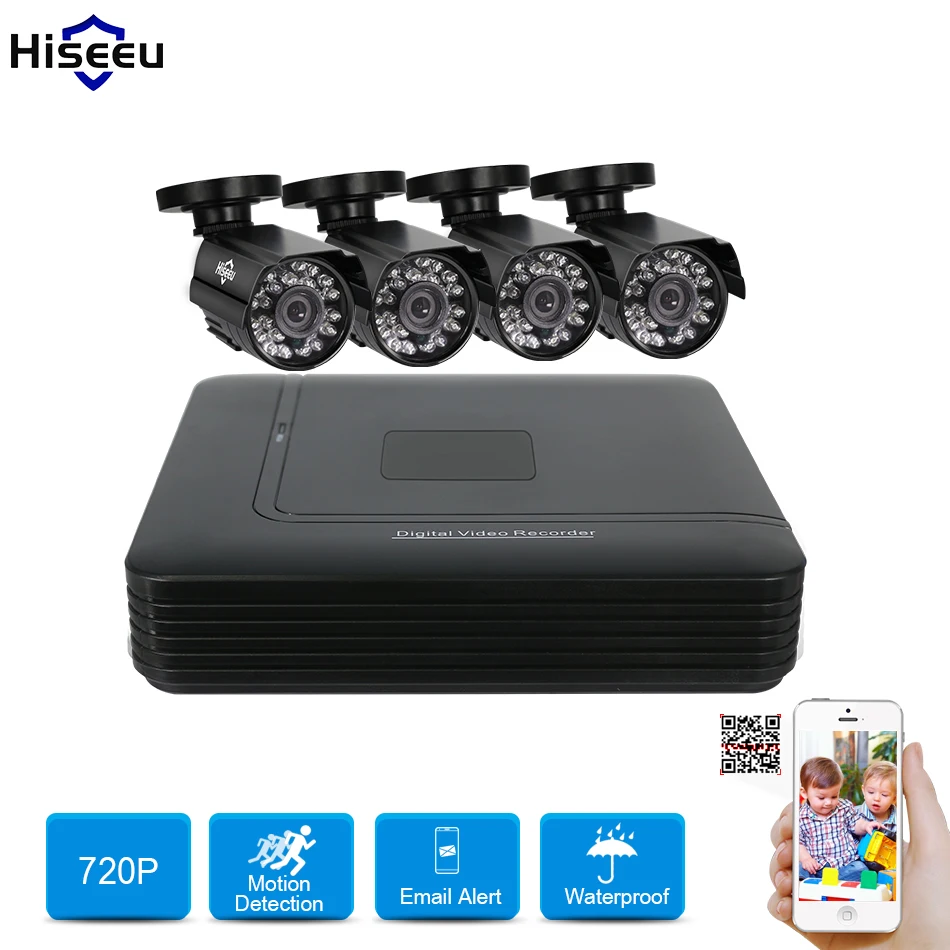cctv system 2 3 4 CH Mini DVR CCTV Kit mobile view 1200TVL 720P IR Bullet