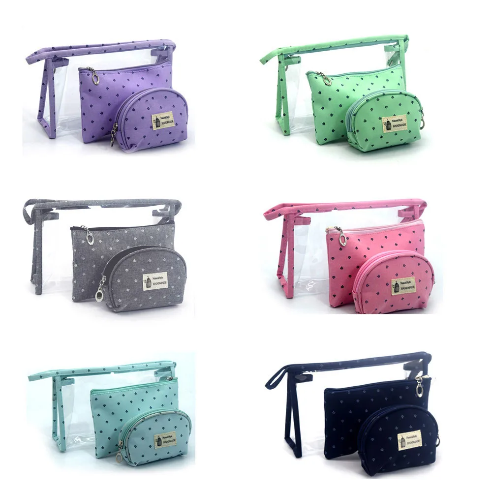 

3PC Travel PVC Cosmetic Bags Women Transparent Clear Zipper Makeup Bags Organizer Bath Wash Make Up Tote Handbags Case C530