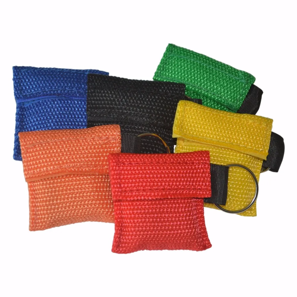 

500Pcs/Lot CPR Resuscitator Mask/Face Shield Keychain With One Way Mixed Color Pouch Emergency Rescue Kit For Healthy