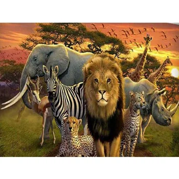 

Animal in forest 5D Diamond embroidery Diy diamond square drill rhinestone pasted Crafts Needlework home decoration Y596