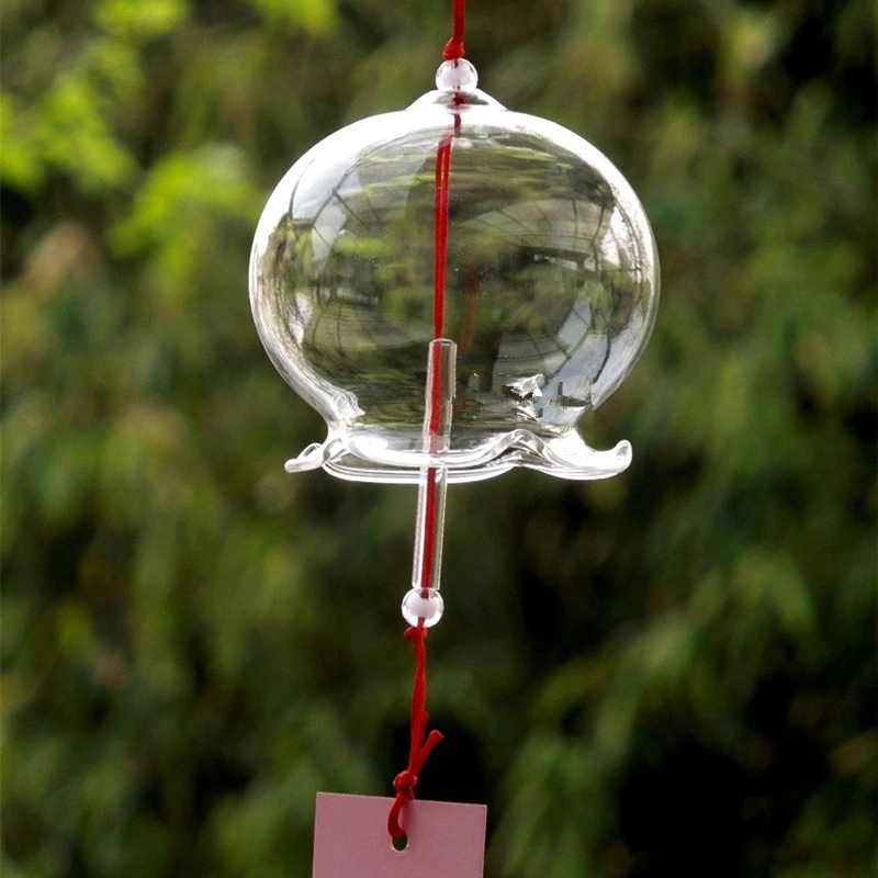 Wind Chimes Hair Ball Japanese Bell Wind Circle Wind Chime-Pink White Gray