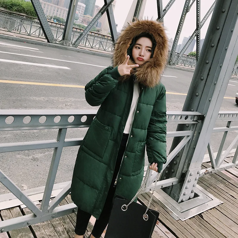 

Women's winter knee-high cotton long style coat new MOM thickening jacket pregnant fur collar fat MOM clothes maternity outwear