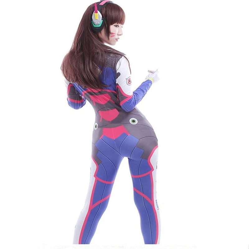  Game Overwatch Women's D.Va Hana Song Cosplay Costume Halloween Adult Female Blueberry Carbon Fiber White Rabbit Clothing