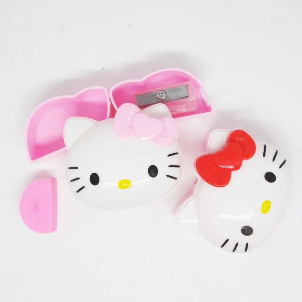 Kawaii милый hello kitty двухдверный ластик и точилка для карандашей принадлежности для письма для детей KT cat Подарочная точилка для карандашей s