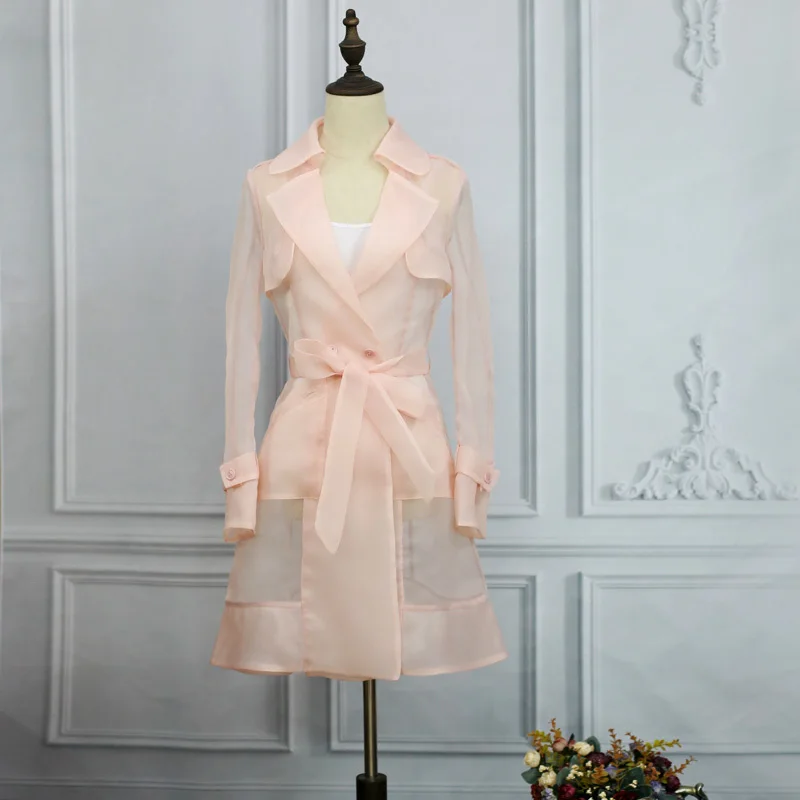 Новинка, летняя модная женская одежда, шаль, тонкое Свободное пальто, прозрачная ветровка, Женская Солнцезащитная одежда, Vestido W389 - Цвет: Meat Pink