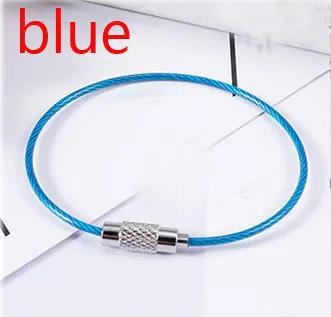10 шт. 1,5*150 мм цветной ключ для ремонта объективов проволока из нержавеющей стали шнур для связки ключей Веревка Брелок крепление кольца наружное кольцо - Цвет: Blue