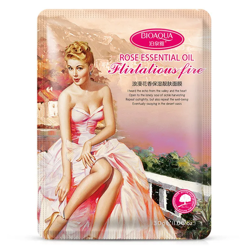 

BIOAQUA Rose Essentiial Oil Facial Mask Moisturizing Oil Control Face Mask Brighten Shrink Pores Peel Mask Skin Care