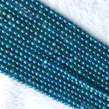 Натуральный Голубой Апатит фосфорит круглые драгоценные камни россыпью ювелирные изделия маленькие бусины 4 мм 15"