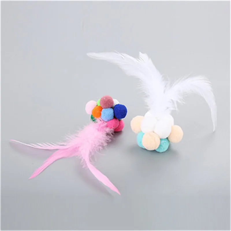 Pet Cat Toy balls Colorful Handmade Bouncy Ball Built In Catnip
