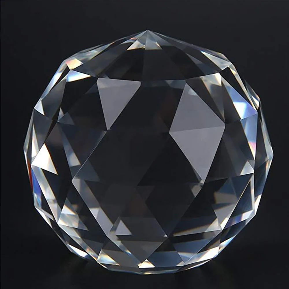 

Pujiang 60mm 1piece Clear Glass Crystal Faceted Ball Prism Pendant Suncatcher Feng Shui for Curtain Decor