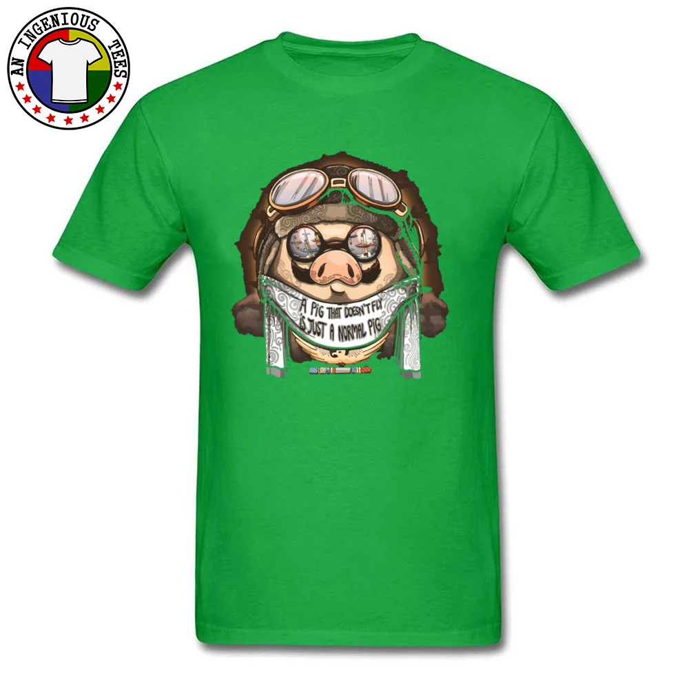 Funny 100% Cotton Summer Tees Funny Short Sleeve Male T-Shirt 3D Printed Lovers Day T Shirt O-Neck Free Shipping A pig that doesnt fly is just a normal pig  green