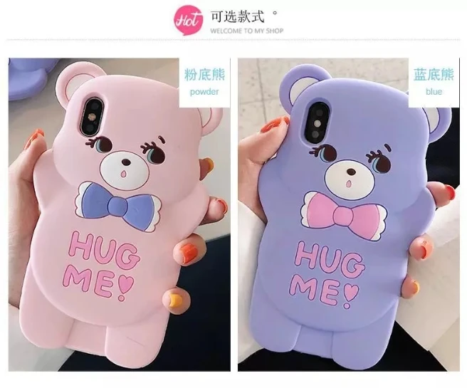 Мягкий силиконовый чехол с объемным рисунком Hug Me Bear для iPhone 5 6 6s 7 8 Plus X Xs Max чехлы