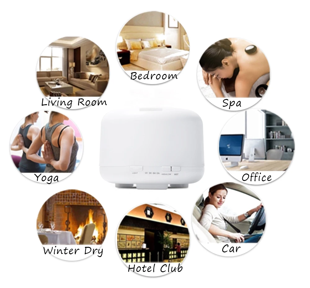 

VVPEC 500ml Aroma Air Humidifier Essential Oil Diffuser Aromatherapy Electric Ultrasonic cool Mist Maker for Home