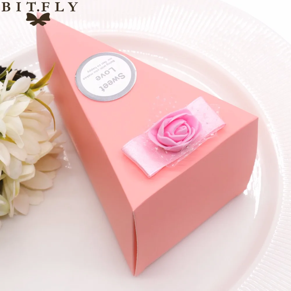 10 шт./партия, розовая бумажная коробка для конфет в форме торта с бантиком, Подарочная коробка для конфет, Подарочная коробка для конфет, Подарочная коробка с сердцем, Свадебный декор