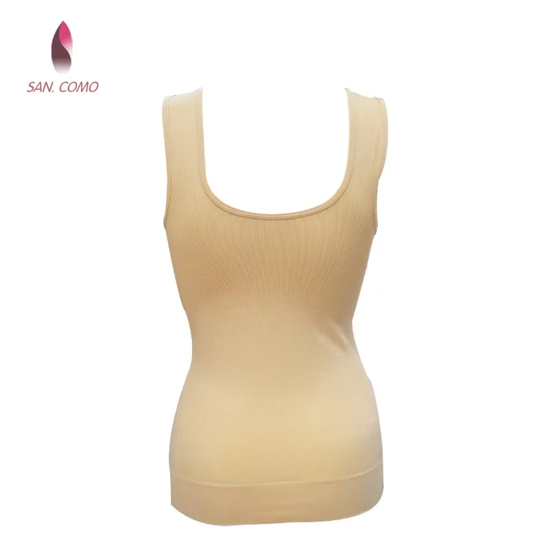 SAN.COMO 60099 Women Seamless Sleeveless Padded Camisoles Simple Stretchable Ladies Tanks Tops Comfortable Casual Wear camis top