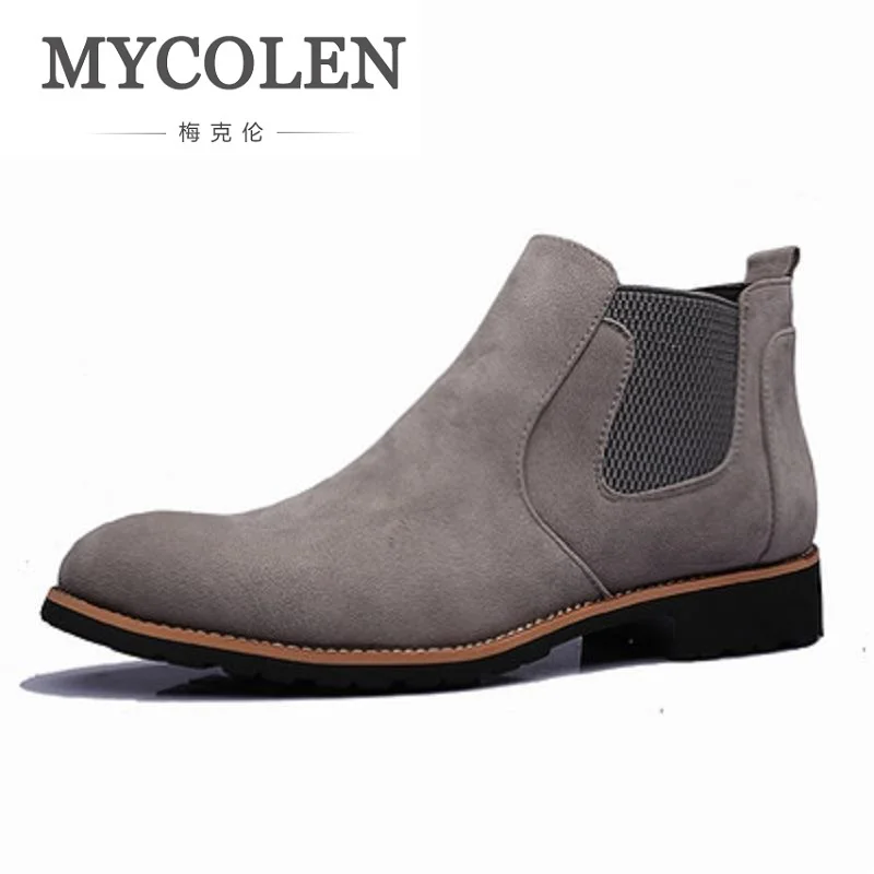 

MYCOLEN Luxury Brand Genuine Leather Mens Ankle Boots High Quality Comfortable Italian Designer Wedding Men's Boots Chaussure
